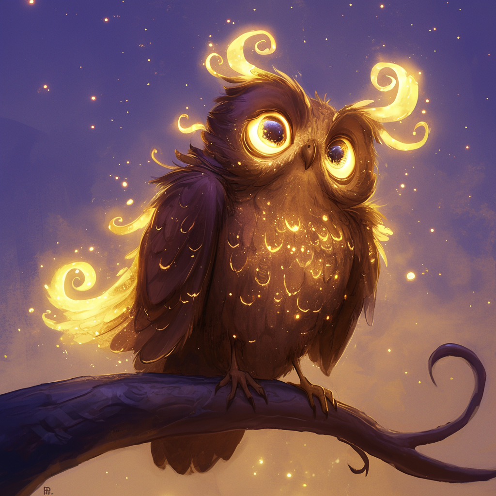 A Wise and Mysterious Owl in Enchanted Forest