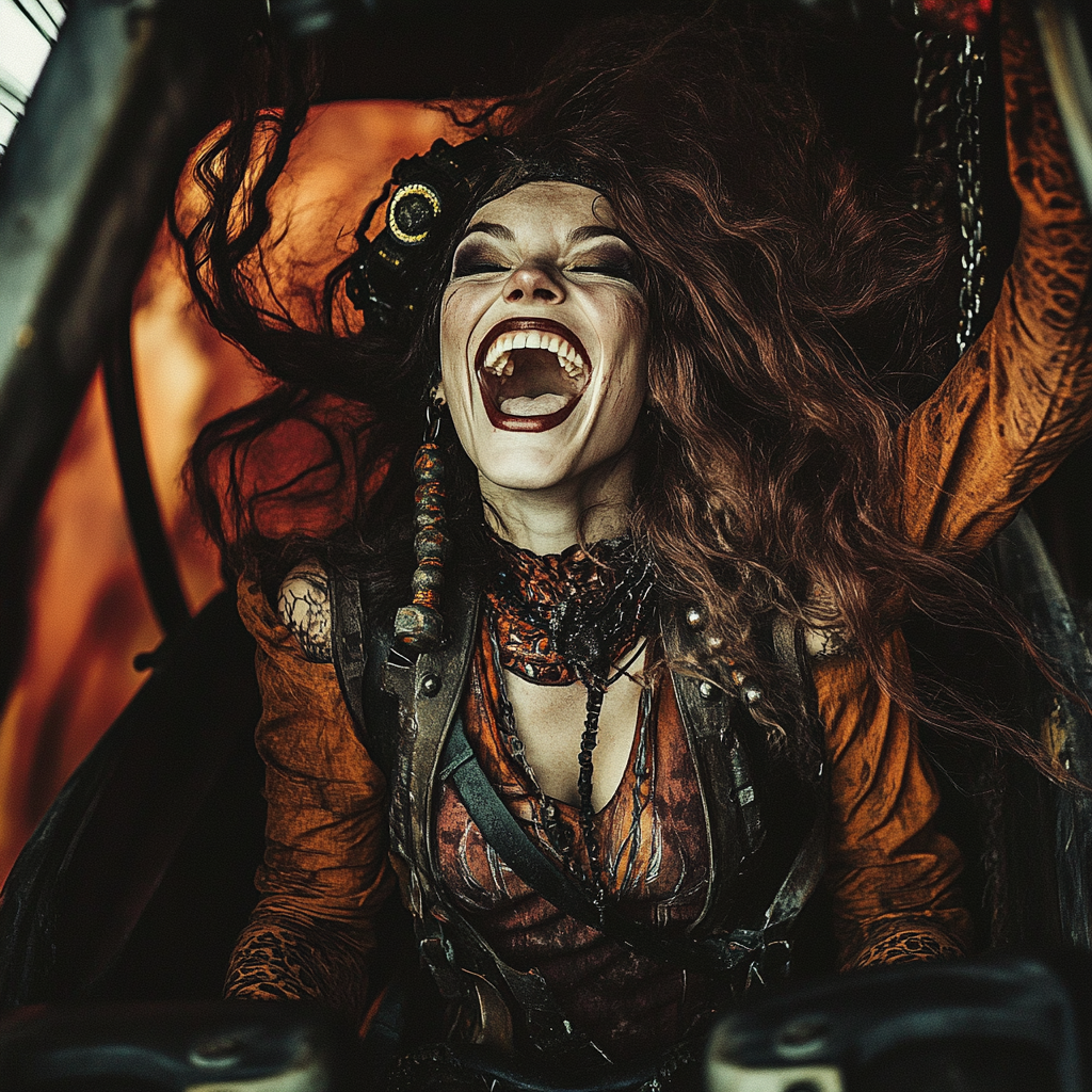 A Witch Laughs On Roller Coaster Ride.