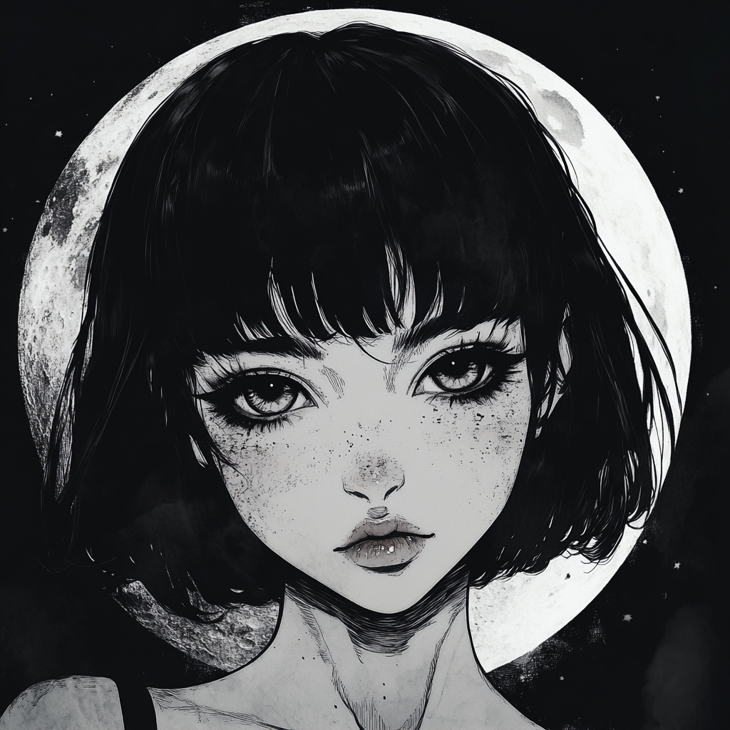 A Witchy Anime Girl under the Moon