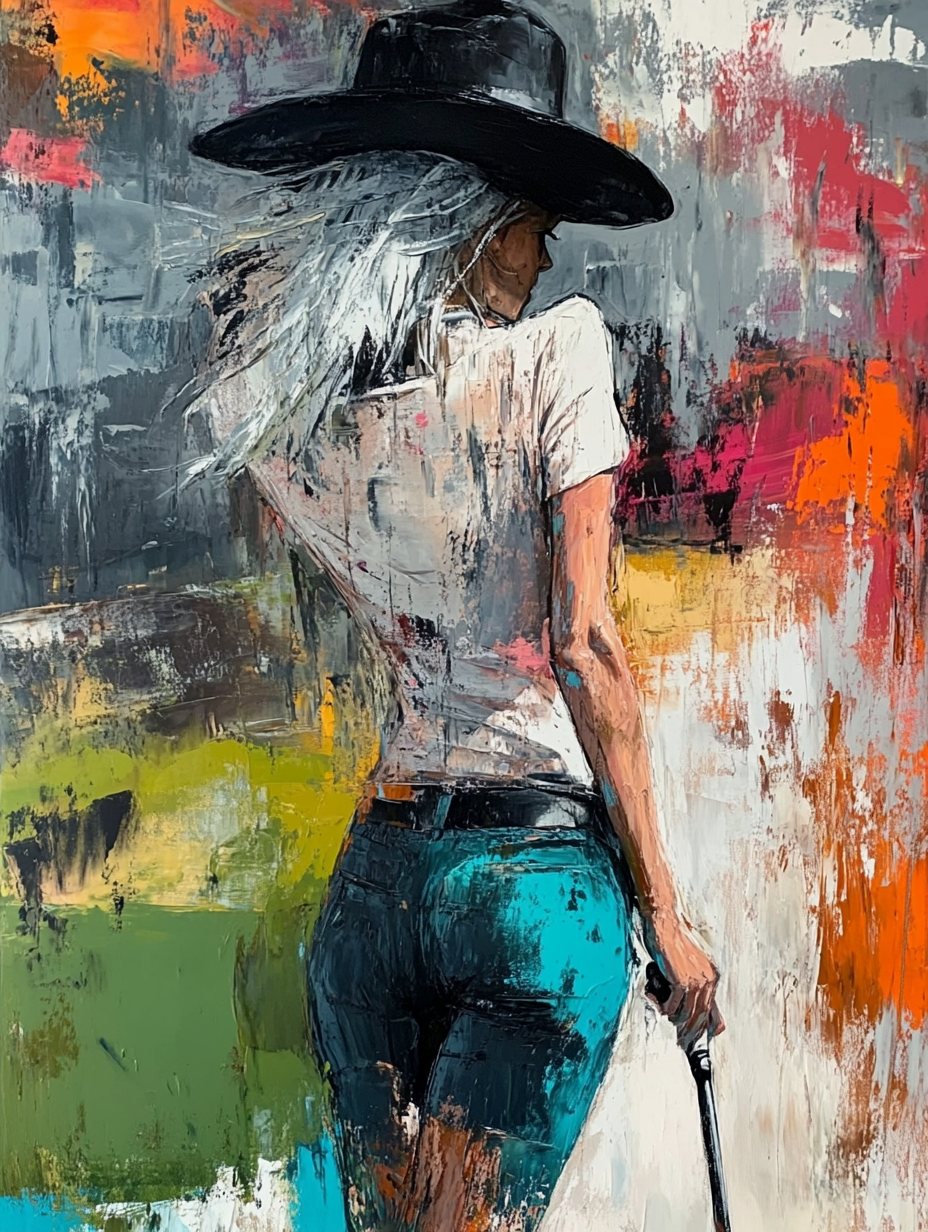 A Woman Playing Golf in Jeremy Mann Style