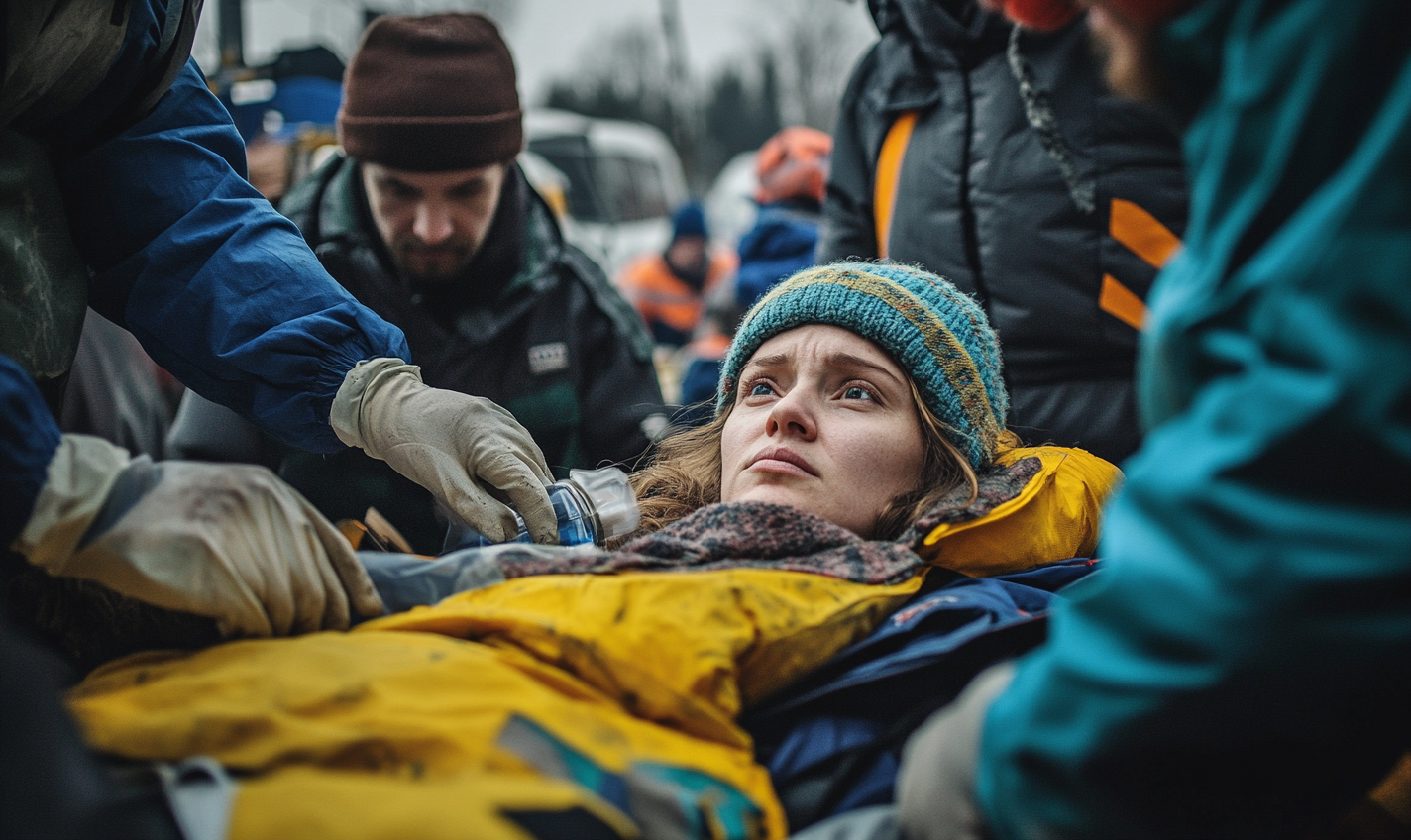 A Woman Receiving Help in Emergency Response Setting