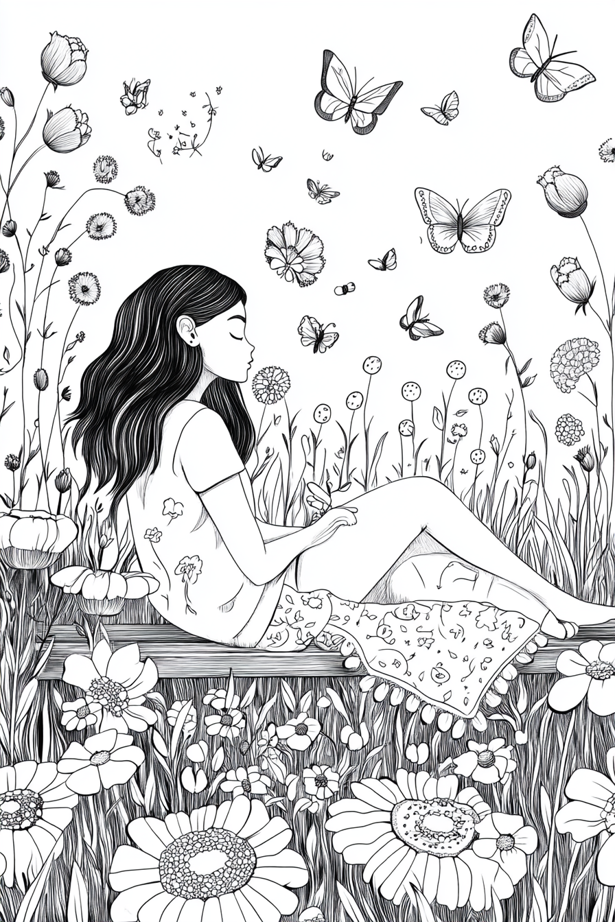 A Woman Relaxing in Magical Garden