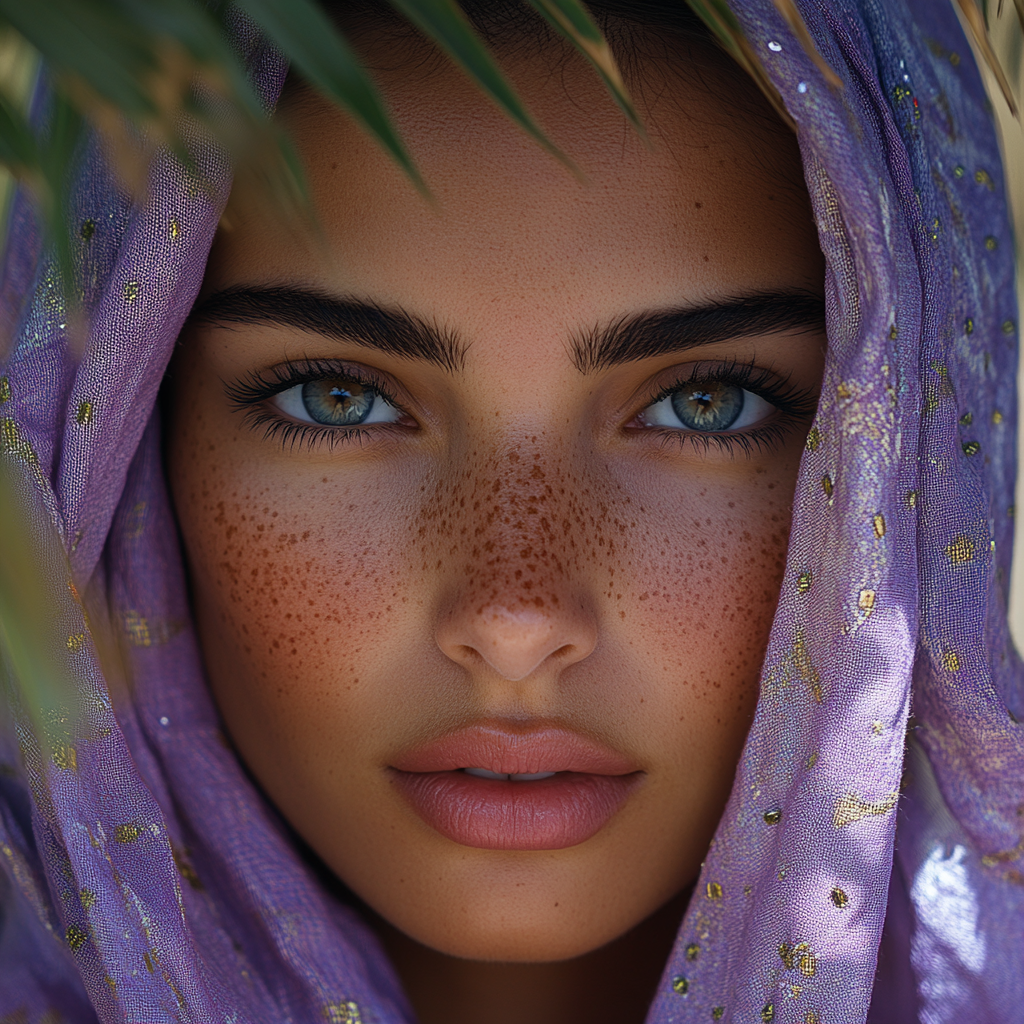 Arab woman wearing purple Headscarf