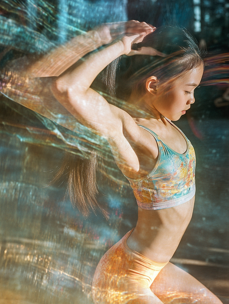 A Young Chinese Girl Doing Gymnastics