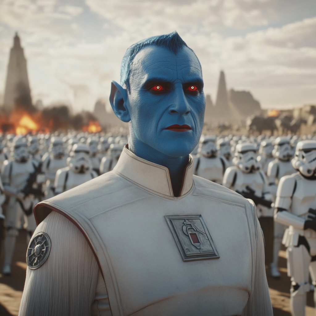 A Young Grand Admiral Thrawn Addresses Chiss Army