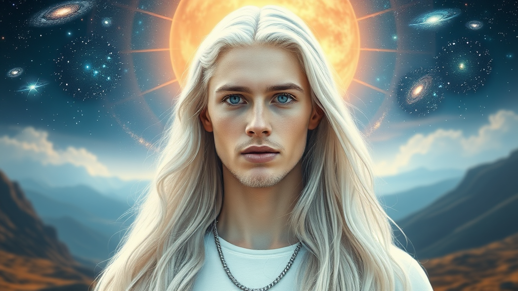 A Young Pleiadian Man in a Cosmic Landscape
