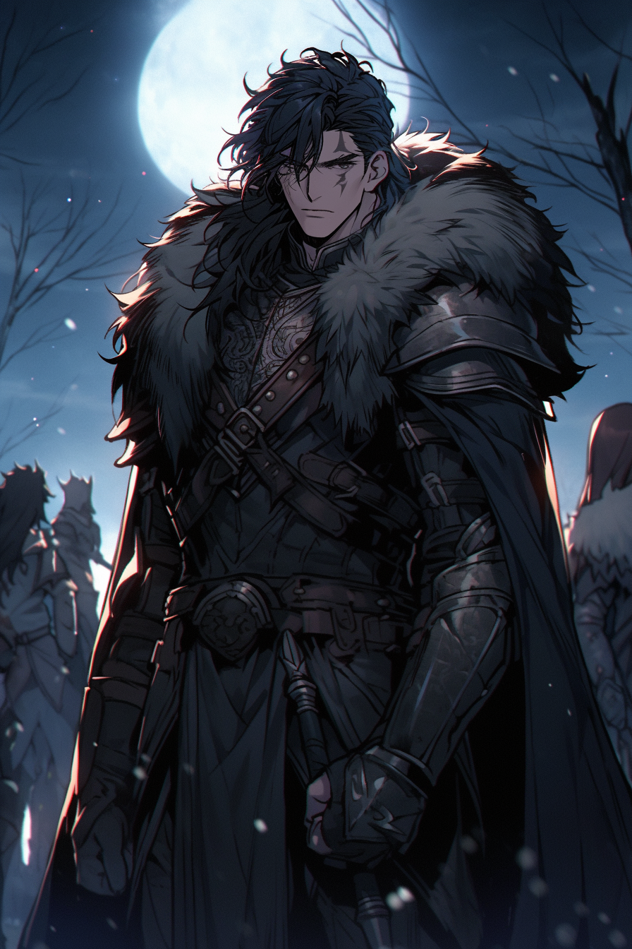 A Young Viking King on Moonlit Battlefield