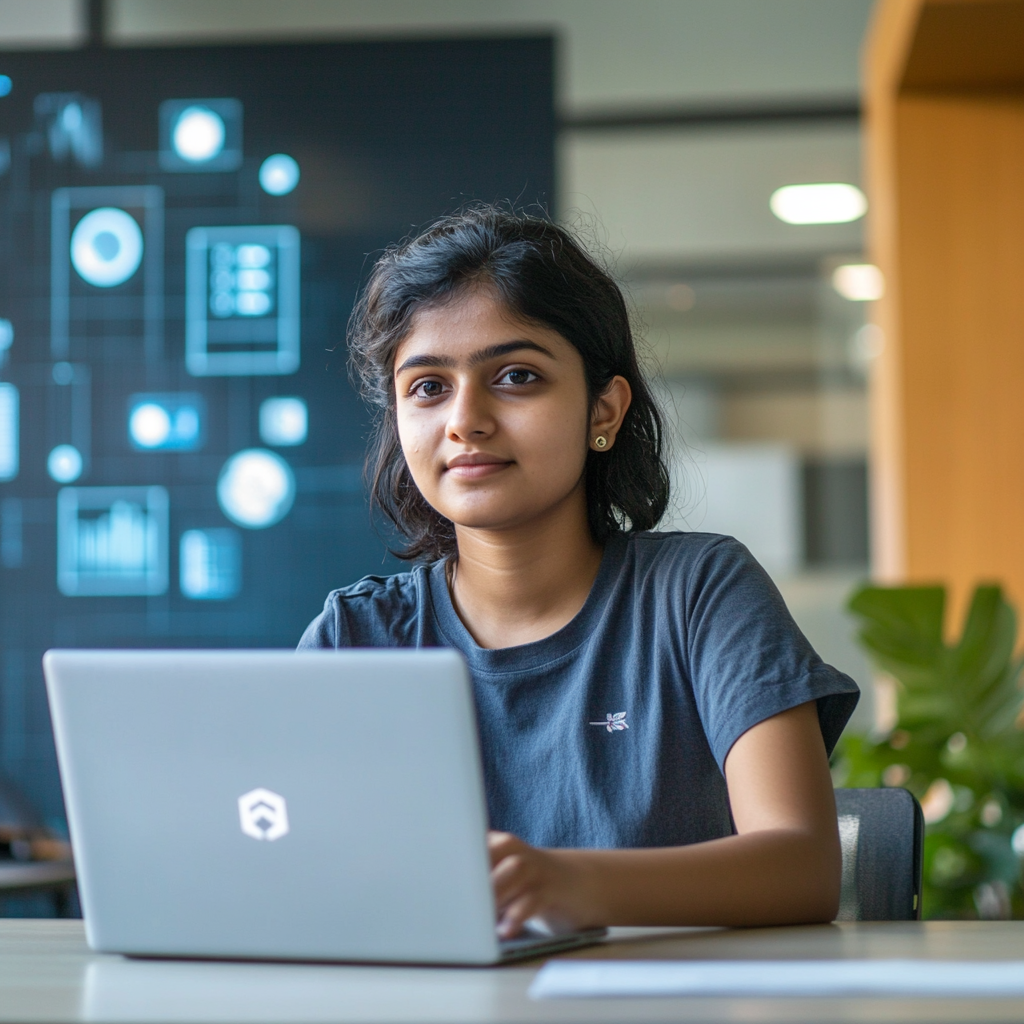 A Young Woman Learning AI for Growth Hacking