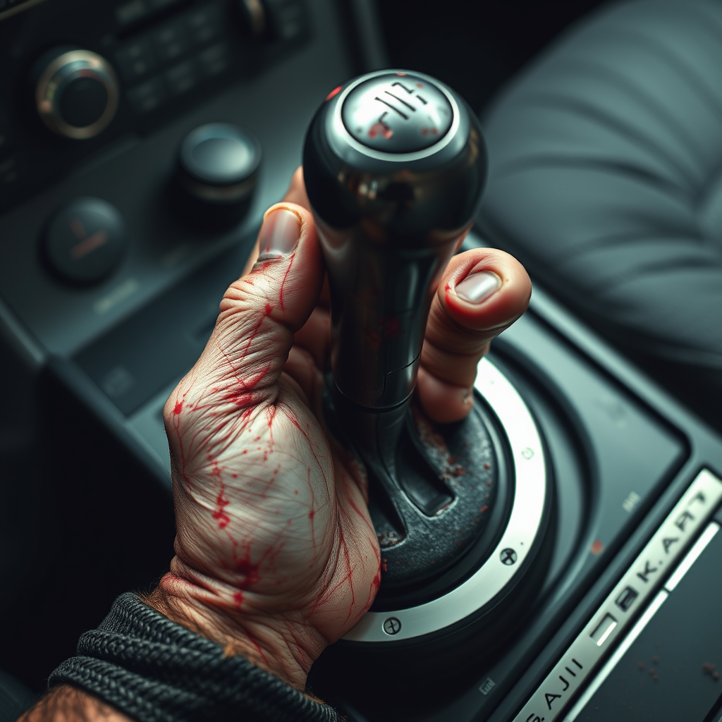 A Zombie Hand Gripping a Gear Shifter