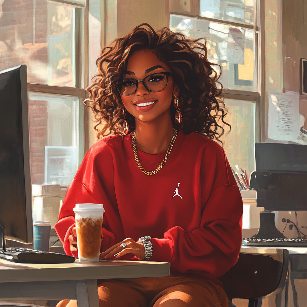 A beautiful African American girl in a classroom