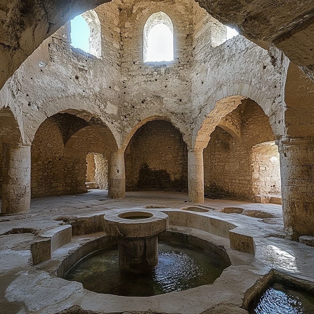 A beautiful historical castle-palace with water fountains