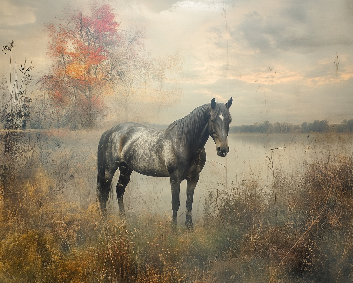 A beautiful horse in romantic movie-inspired photography.