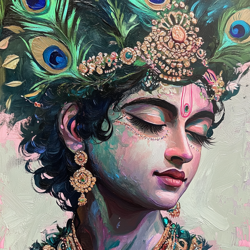 A beautiful painting portrait of Lord Krishna