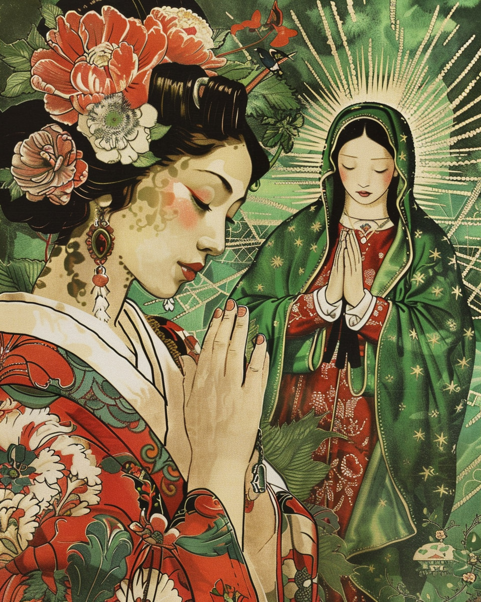 A beautiful poster of a geisha and a virgin