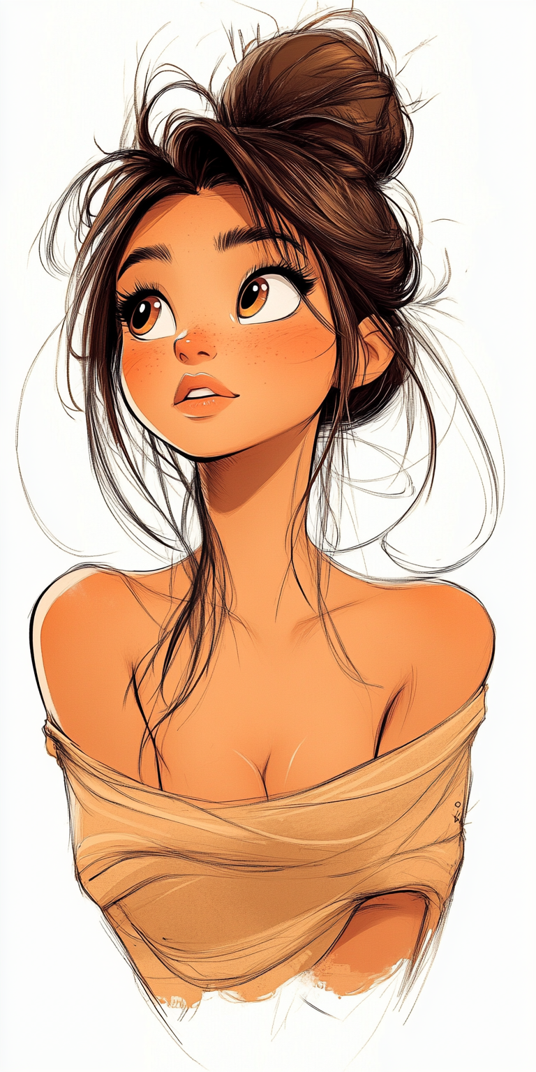 A beautiful princess with brown hair illustration.