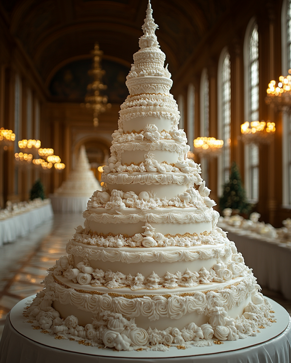 A beautiful tall cake inspired by Iolani Palace