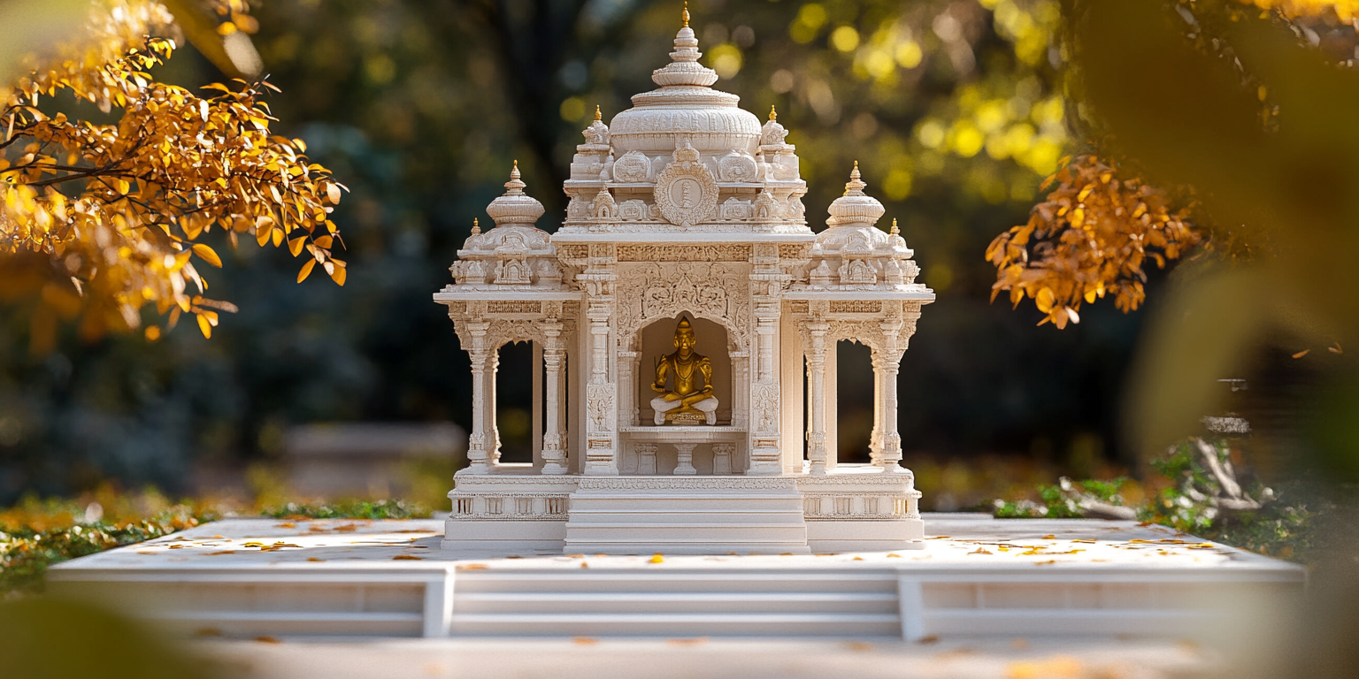 A beautiful tiny white Jain temple photograph.