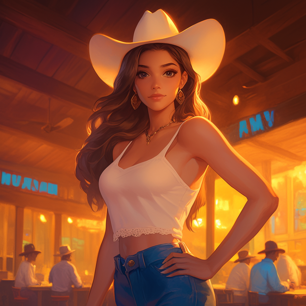 A beautiful woman at a Texan bar