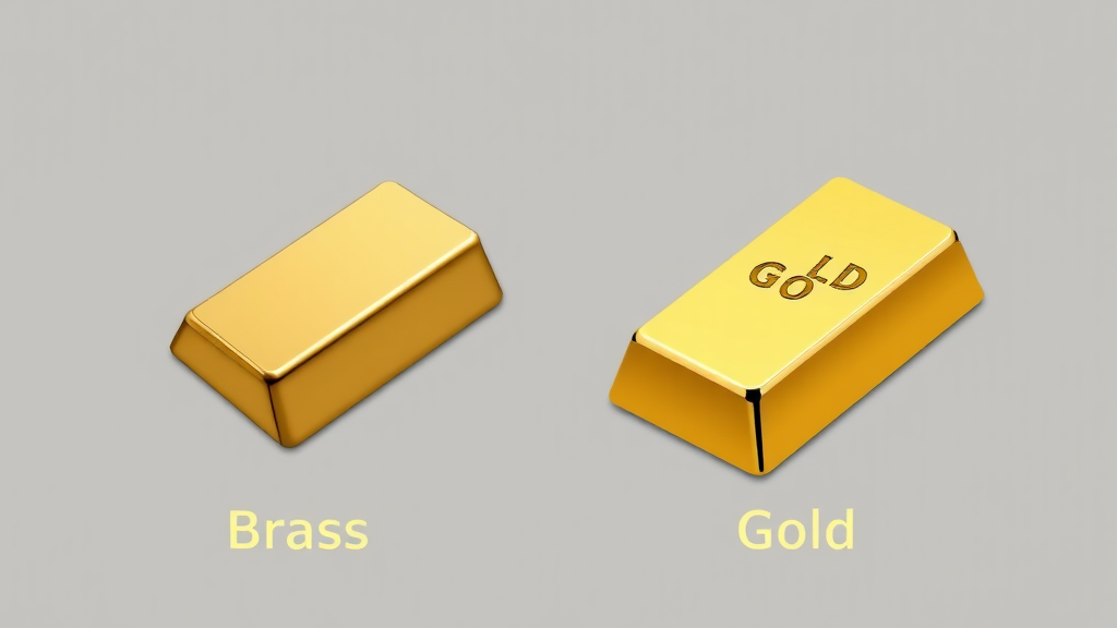 A brass bar and a gold bar contrasted.