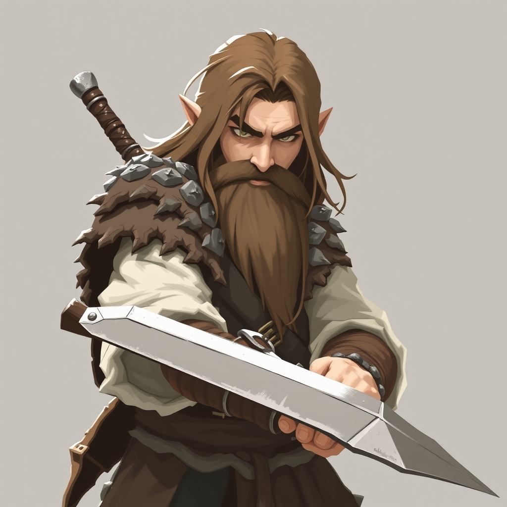 A brave dwarf warrior with brown hair.