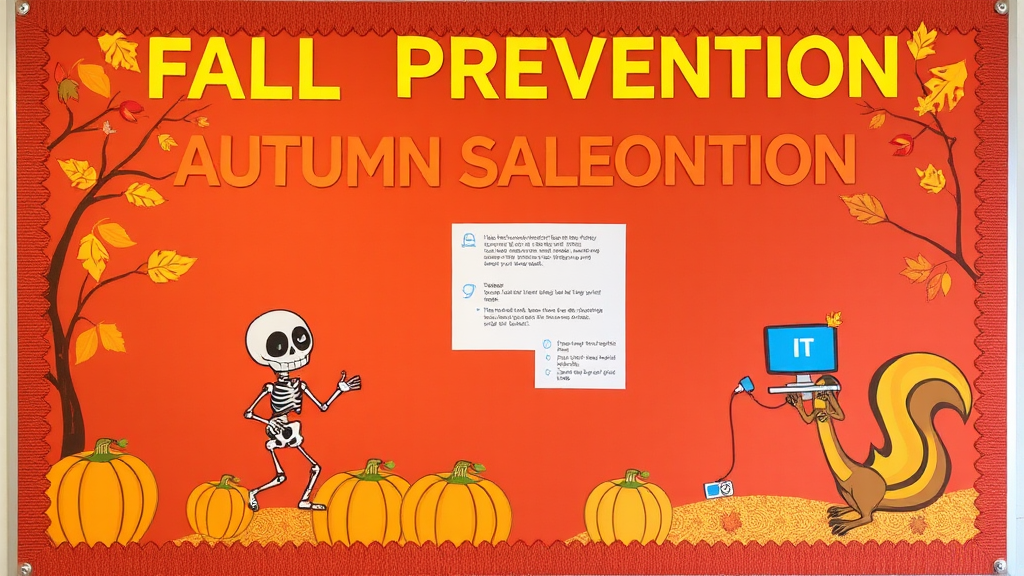 A bulletin board informing about fall prevention safely