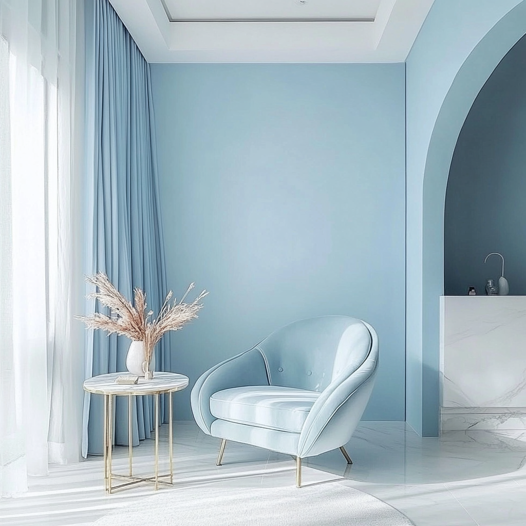 A calming, gentle blue room for mental health.