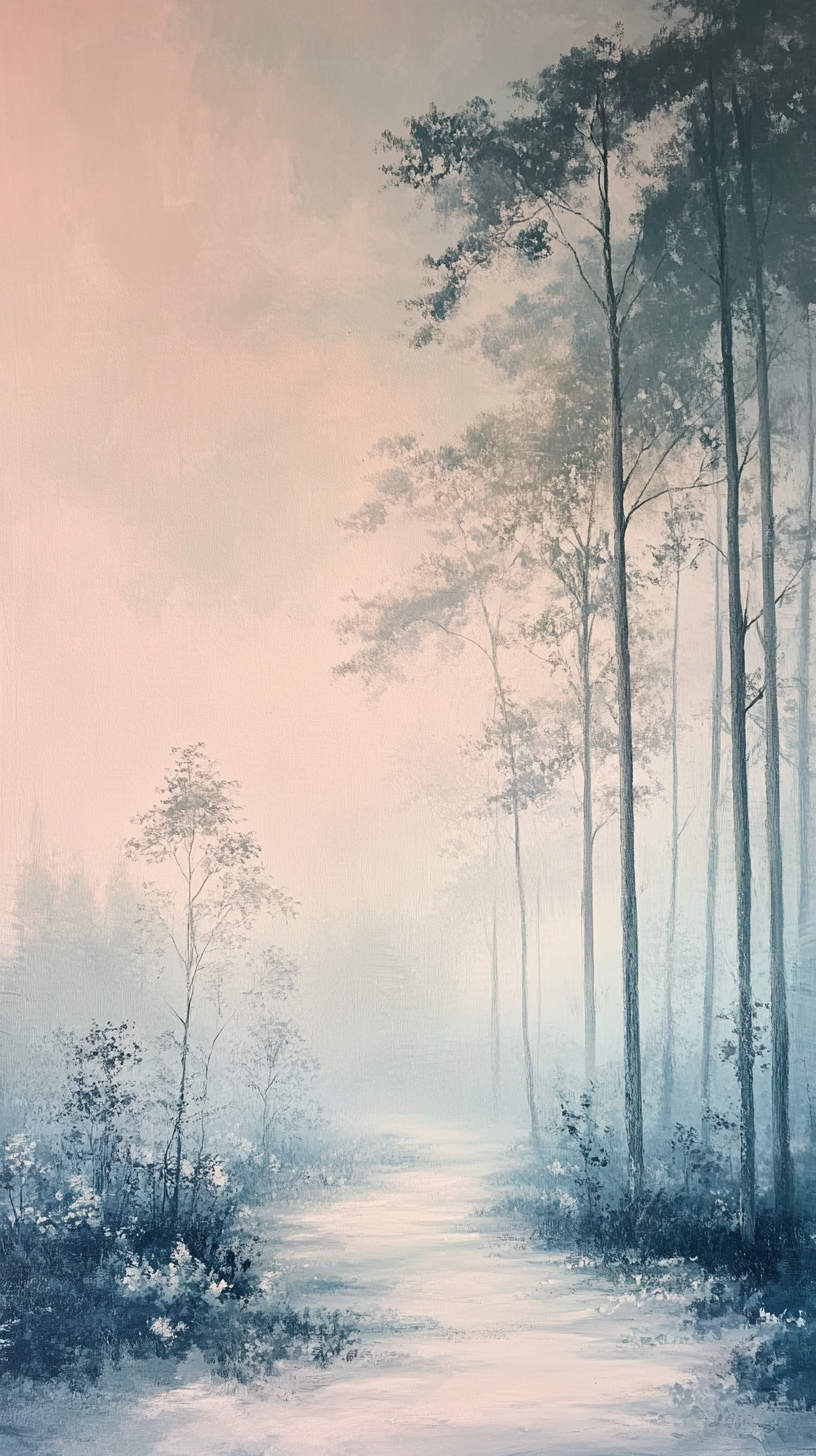 A calming pastel scene in soft shades