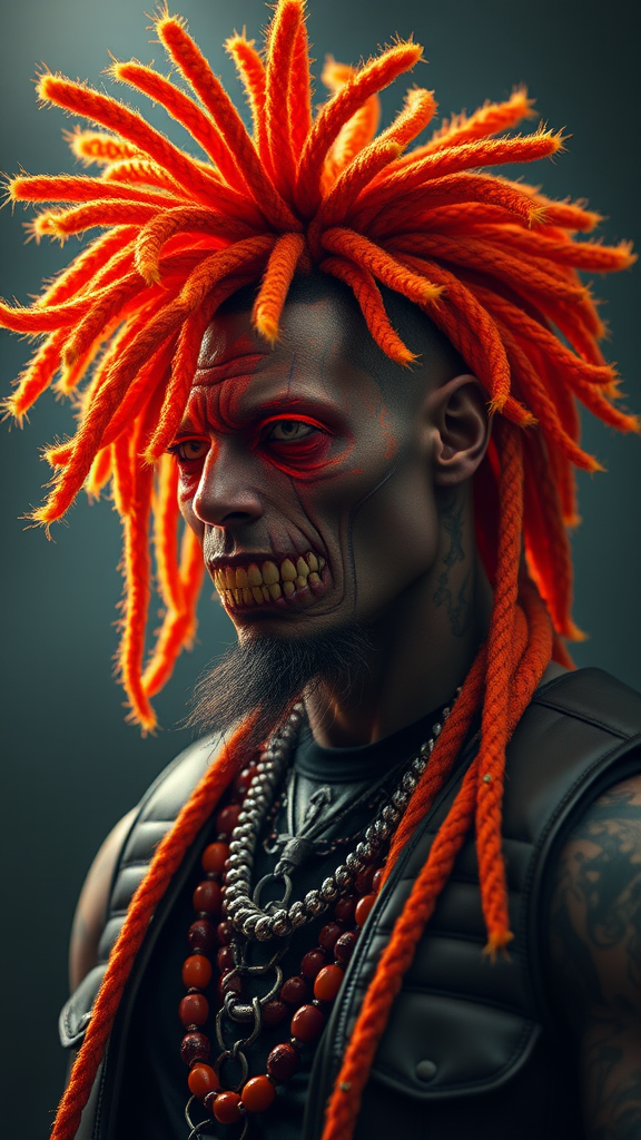A character with glowing orange punk hair.