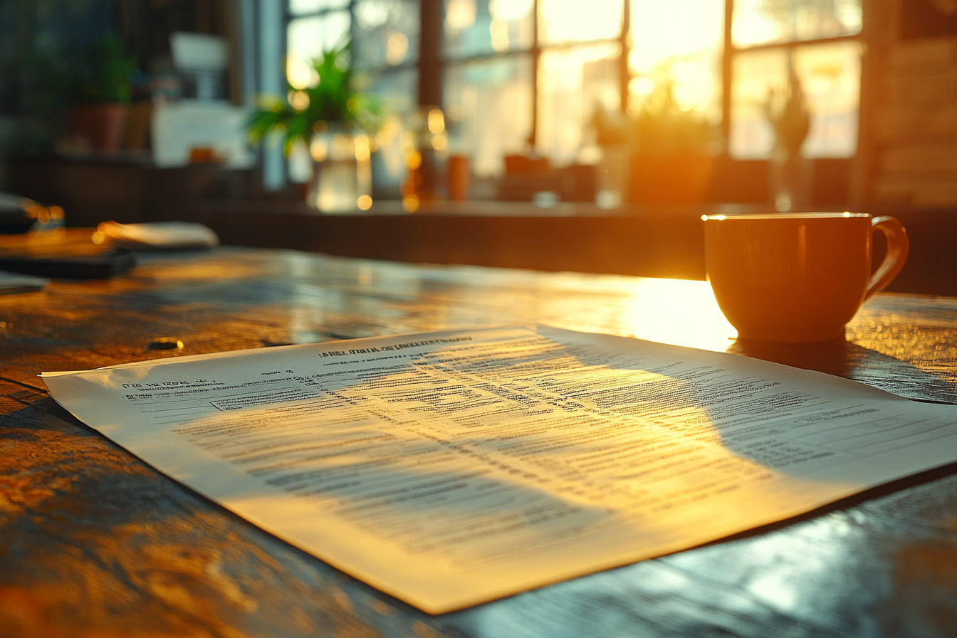 A close-up of a salary slip on table