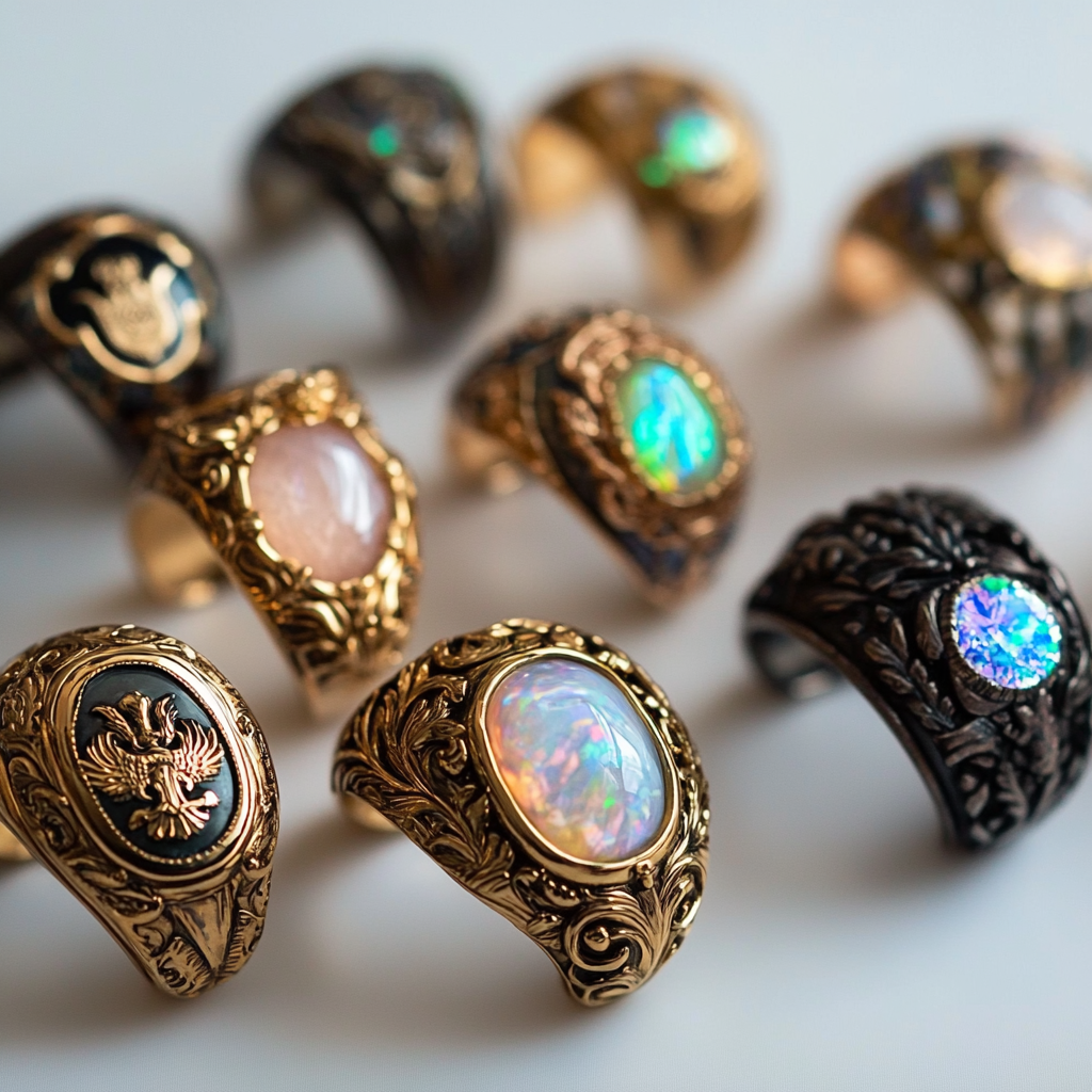 A collection of unique and beautiful rings.