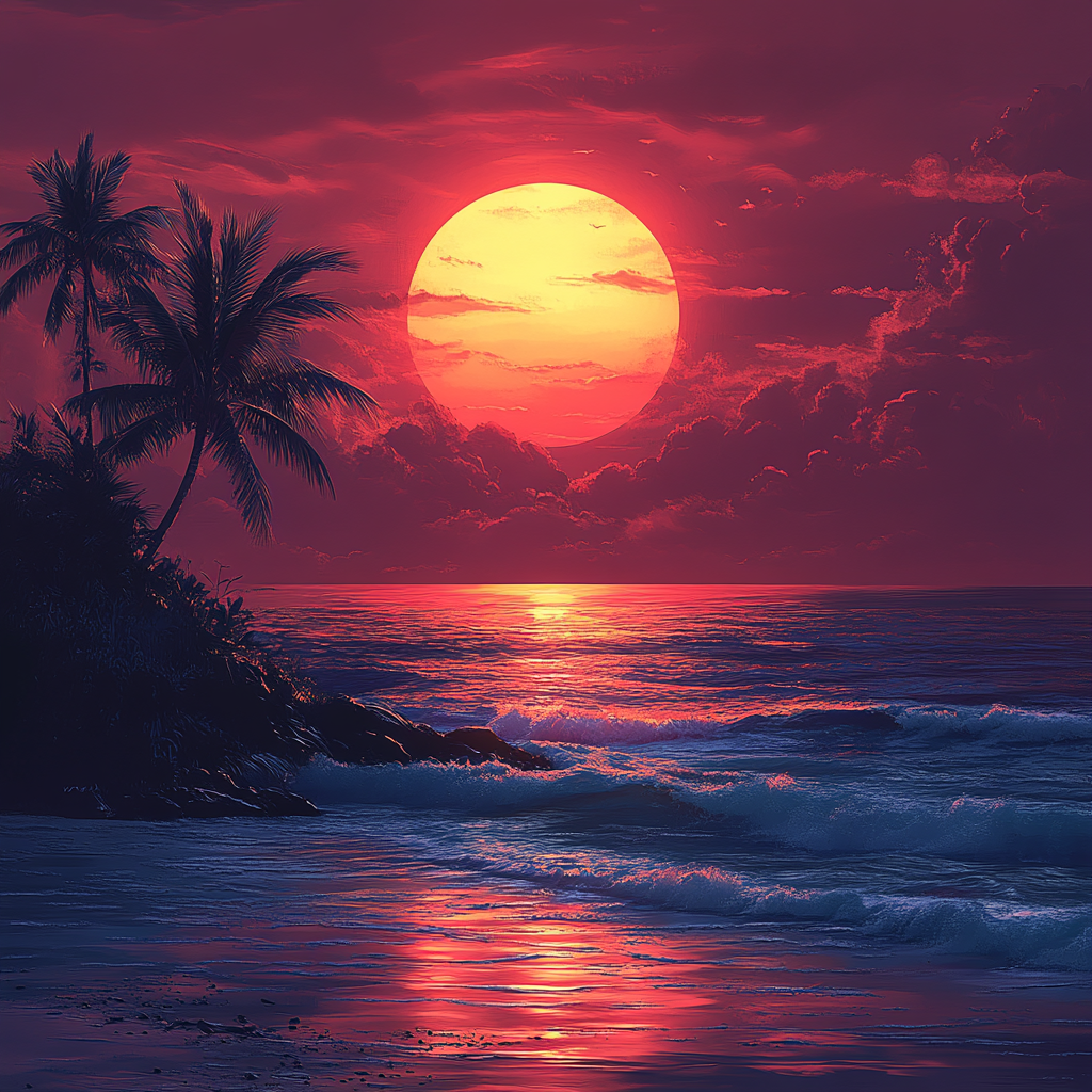 A colorful beach sunset banner for SoundCloud.