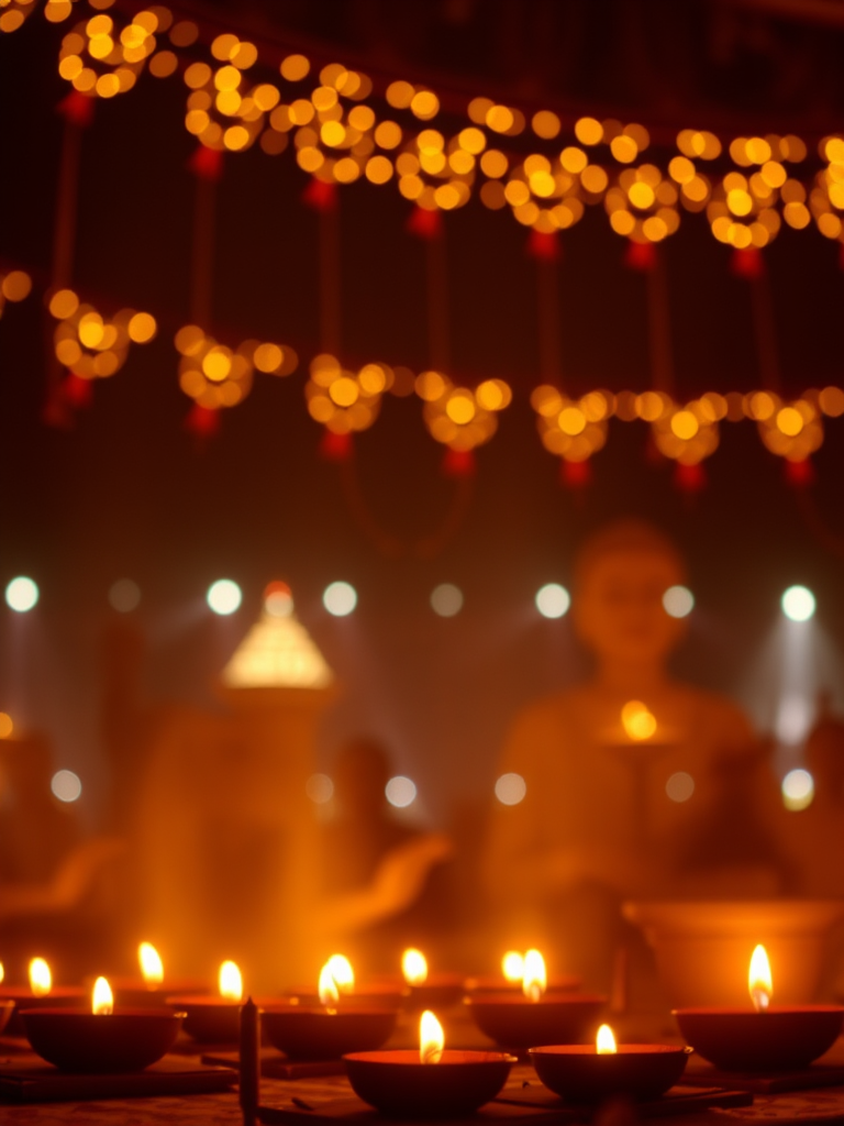 A colorful image showing Diwali festival celebrations.