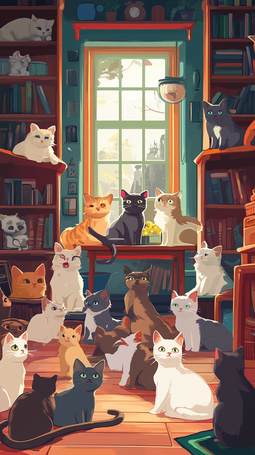 A cozy cat puzzle game with cute cats.