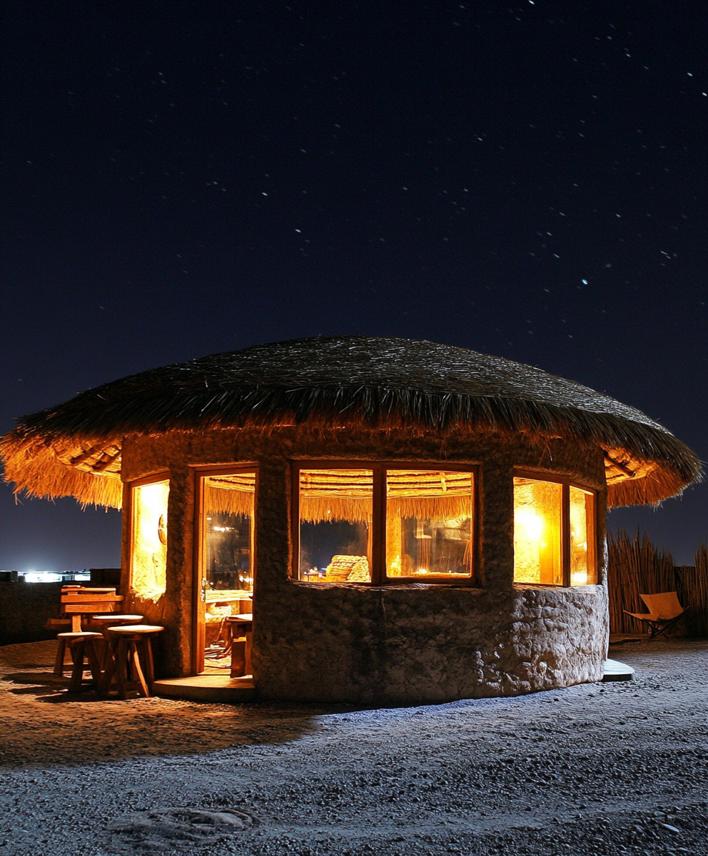 A cozy circular hut in a Middle Eastern village