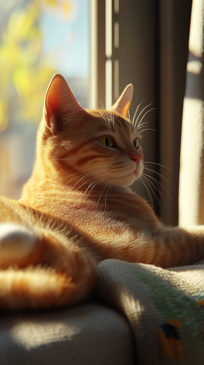 A cozy morning with an orange tabby cat