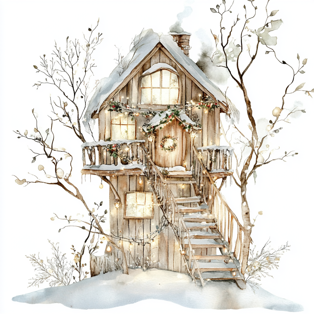 A cozy winter house decorated for Christmas