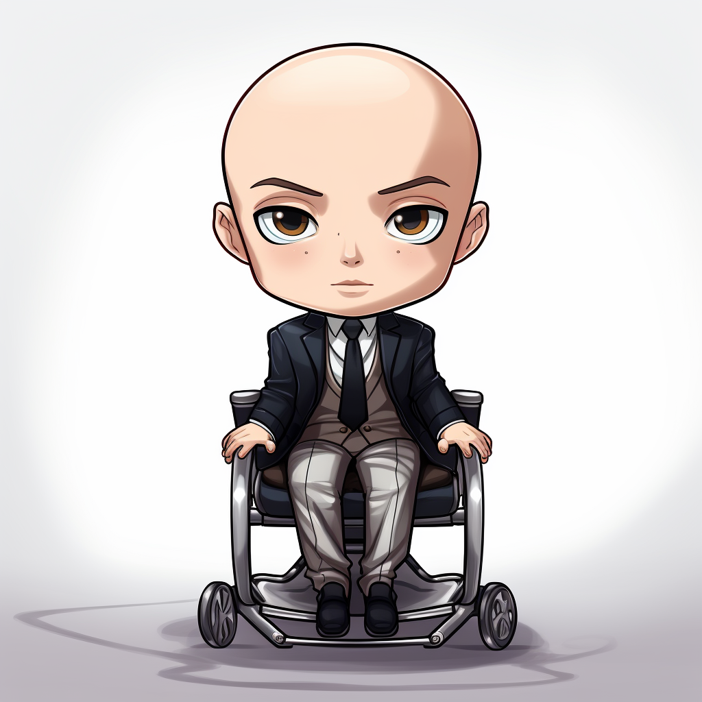 A cute boy from X-men in wheelchair.