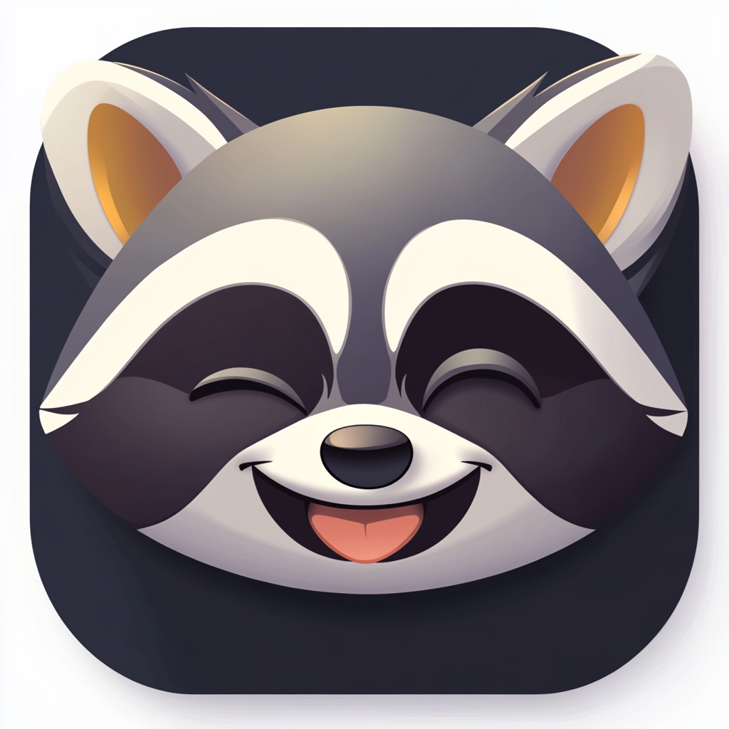 A cute cartoon raccoon winking and smiling