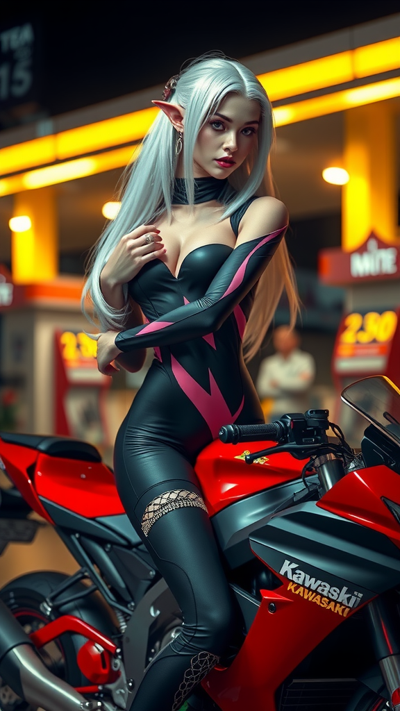 A detailed image of a girl on a bike