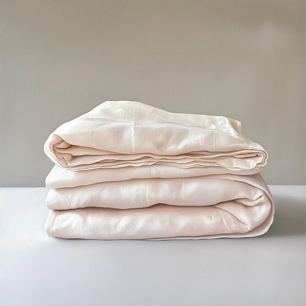 A detailed watercolor of folded linen with soft colors.