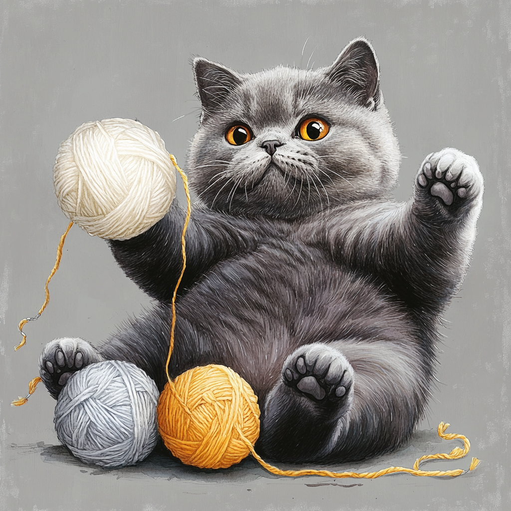 A detailed watercolor painting of a playful gray kitten.