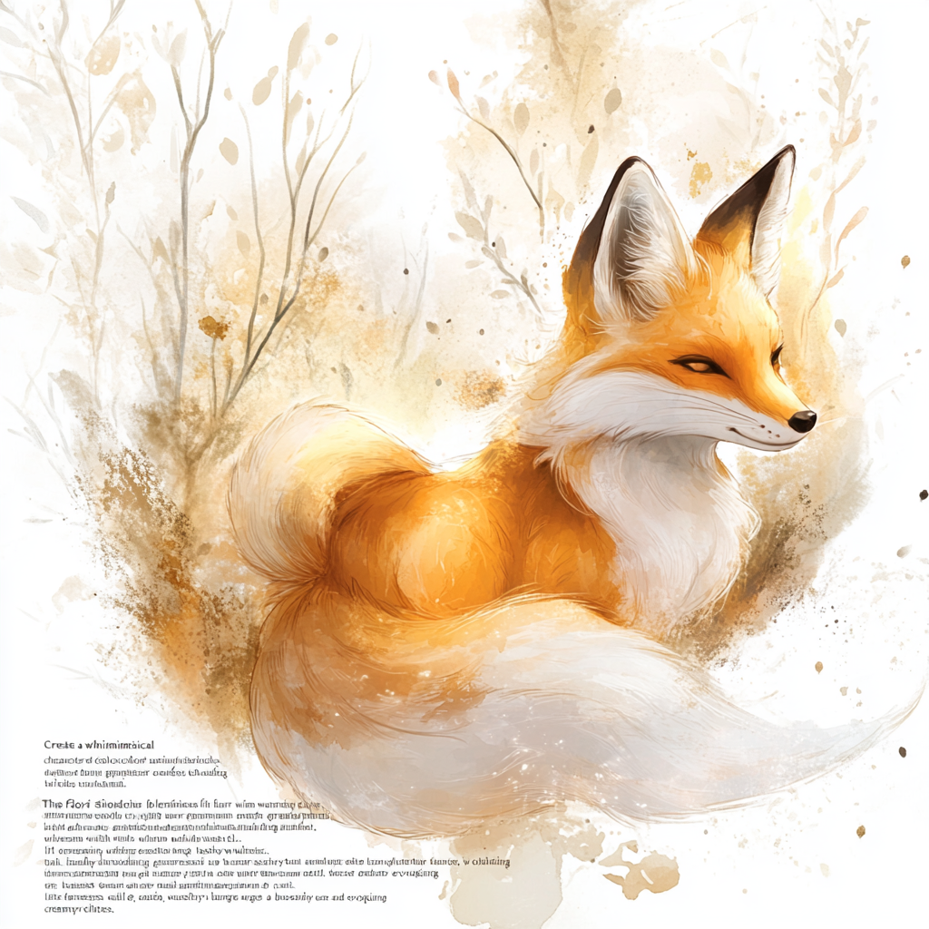 A dreamlike, ethereal fox exploring a misty forest.