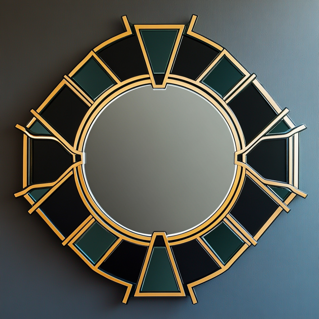 A fancy mirror blending Art Deco and Pinstripe