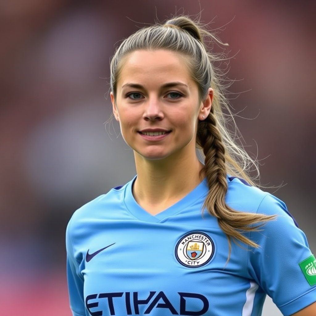 A female Irish soccer player is playing for Manchester City.