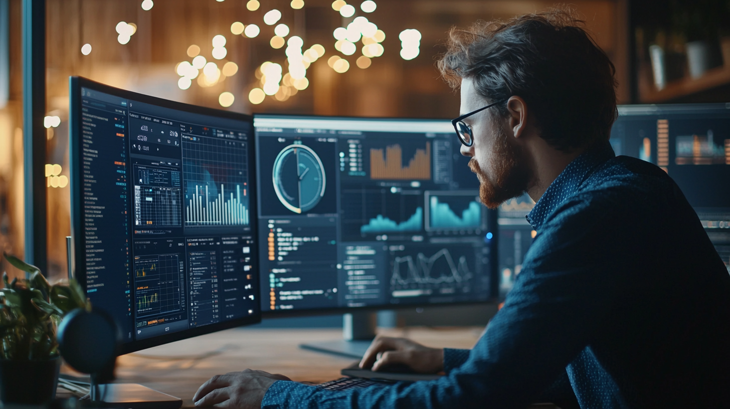 A finance worker on a computer screen.