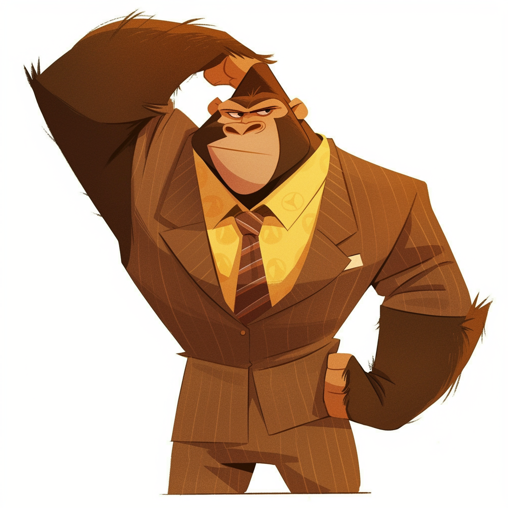 A friendly gorilla in cartoon Zootopia style.