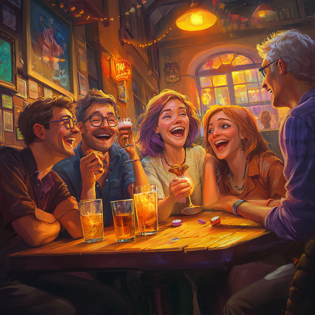 A fun trivia game at a cozy pub