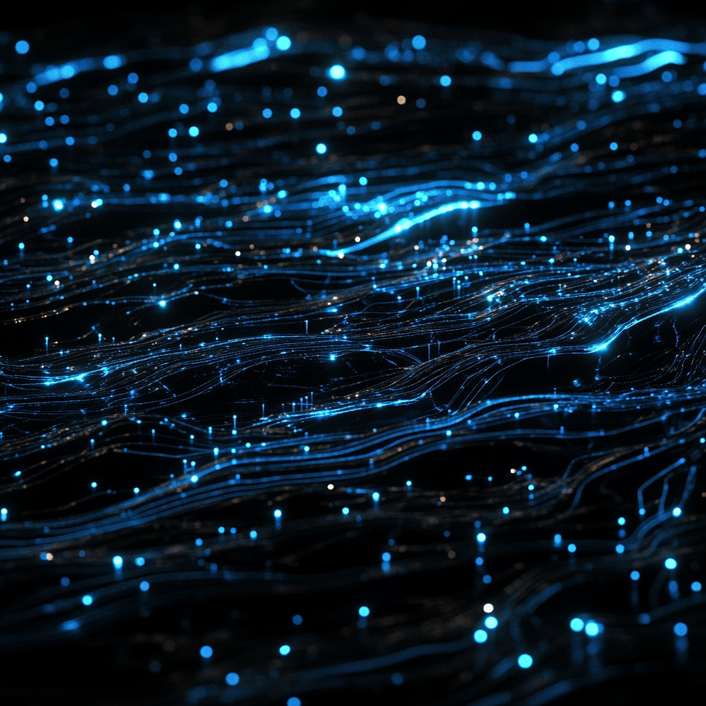 A futuristic digital network with glowing blue lines