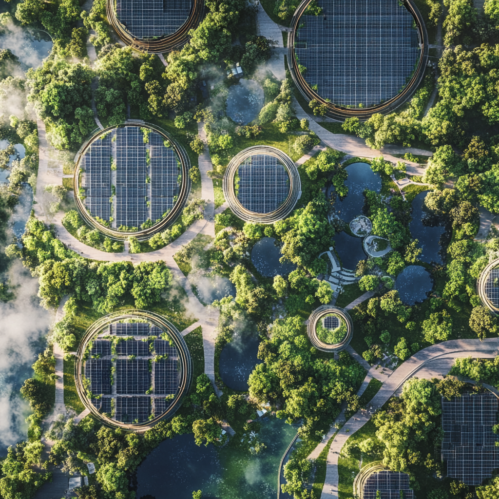 A futuristic eco-friendly site promoting sustainability and harmony