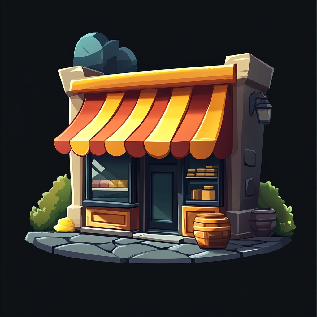 A game storefront icon in cartoon style